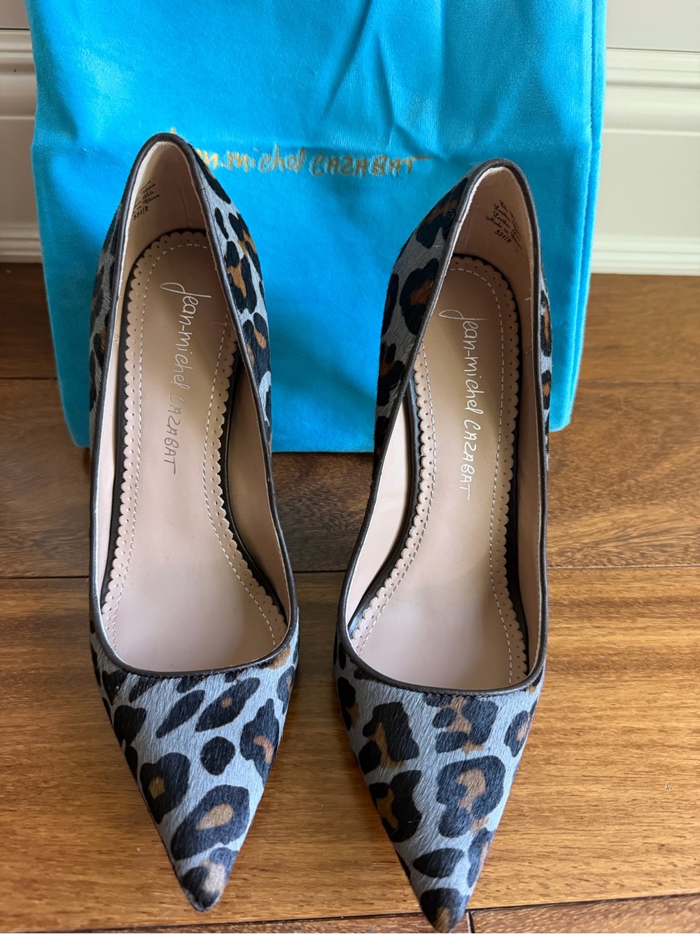 Jean-michel Cazabat Pony Hair Leopard Print Stiletto Heels